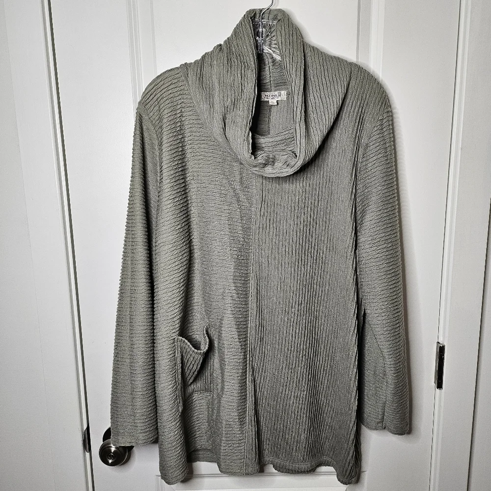 One World Tunic Sweater Sage Green Size XL Ribbed Cowl Neck Cozy Casual Everyday
